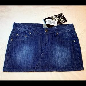 NWT So Cal 26 Mini Short Denim Skirt with Wings